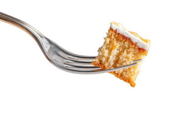 A fork with a piece of cake on it