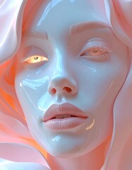 Abstract clay faces with artistic minimalist expression