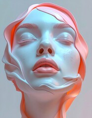 Abstract clay faces with artistic minimalist expression