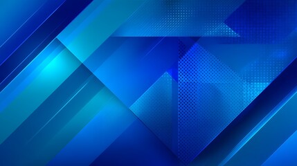 Neon Blue Geometric Fusion: Abstract Digital Art Design