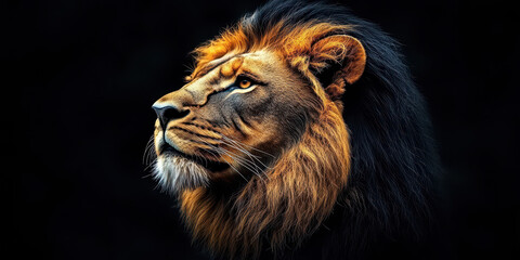 Majestic Lion Portrait on Dark Background

