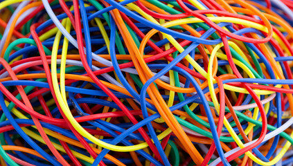 Vibrant Assorted Rubber Bands in Tangled Pile