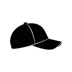 Fototapeta premium A simple black silhouette of a classic baseball cap on a white background