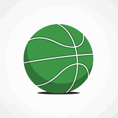 A vibrant green basketball with classic lines and a simple shadow