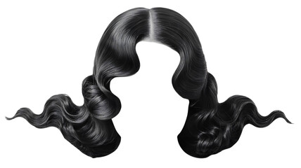 Elegant long wavy hair isolated on black background