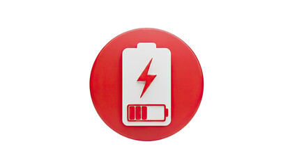 Battery Charging Icon 3D Rendering