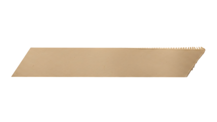 Detail of a beige trapezoid shaped object with a serrated edge on transparent background transparent background