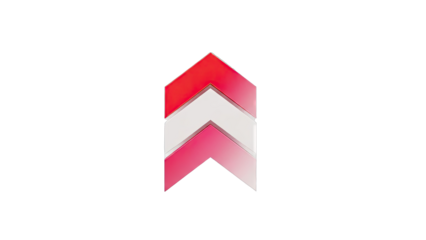 Three Upward Arrows in Red, White, and Pink Gradient