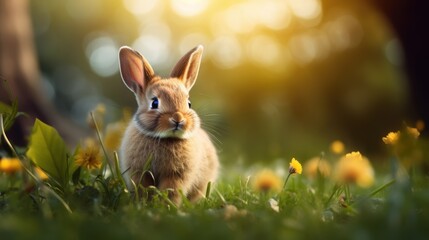 cute animal pet rabbit or bunny smiling and laughing isolated with copy space for easter background, rabbit, animal, pet, cute, fur, ear, mammal, background, celebration, generate by AI