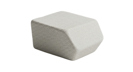 Textured light gray geometric ottoman on black background pouf stool, Isolated On Png Transparent Background