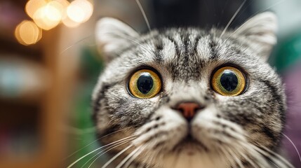 surprised cat make big eyes. American shorthair surprised cat or kitten funny face big eyes, cute, domestic, kitten, feline, Emotional surprised, kitty, wow