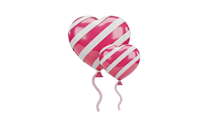 Two Pink and White Striped Heart Balloons