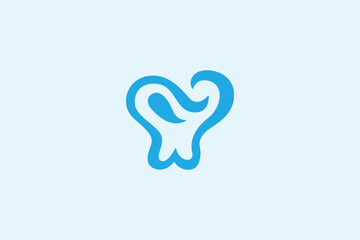 Fototapeta premium A modern, minimalist abstract dental logo design, featuring a stylized blue 