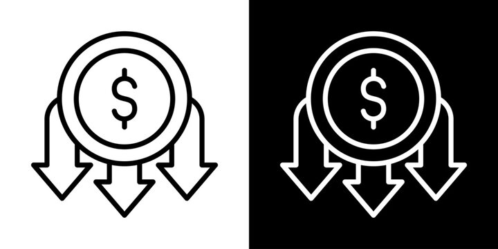 Reduce Costs Icon Of Line Black And White Style Vector Illustration
