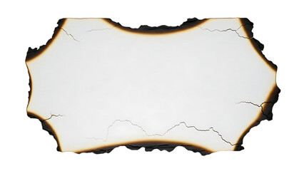 Vintage burnt paper edge with cracks and glowing ember effect isolated on transparent background transparent background