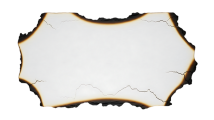 Vintage burnt paper edge with cracks and glowing ember effect isolated on transparent background transparent background
