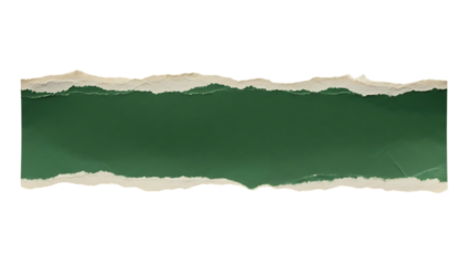 Torn green paper strip with rough edges isolated on a transparent background for design transparent background