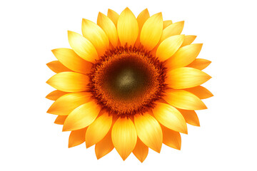 Fototapeta premium Sunflower head with bright yellow petals, radiating warmth, energy, and summer joy on transparent background
