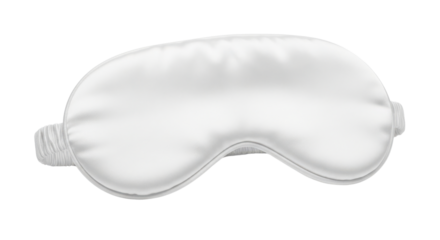 White silk eye mask for sleeping on black background image, Isolated On Png Transparent Background