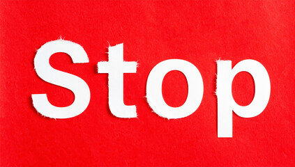 Distressed Stop Sign Text on Red Background