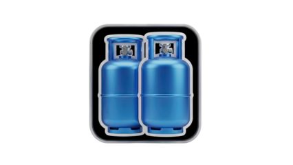 Two Blue Propane Gas Cylinders