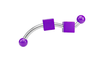 3D Abstract Curve with Purple Spheres and Cubes