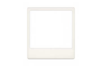 Instant film frame with blank white area for customization, depicting vintage memories and nostalgic concepts, transparent background