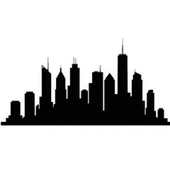 Obraz premium City skyline silhouette, urban cityscape outline isolated on transparent background