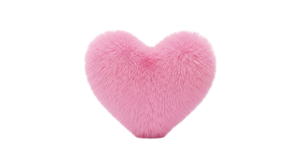 Fluffy pink heart shaped pillow with soft texture on black background cushion, Isolated On Png Transparent Background