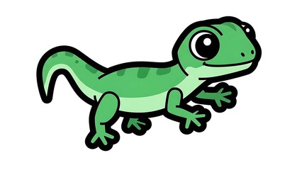 Fototapeta premium Cartoon Green Lizard Illustration on White.