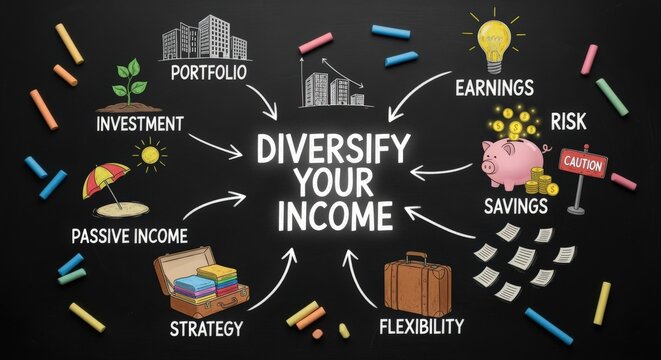 Diversifying income streams for financial growth and investment planning, emphasizing strategy, flexibility, and earnings