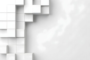 Abstract three dimensional white cube background with geometric pattern and shadow effect