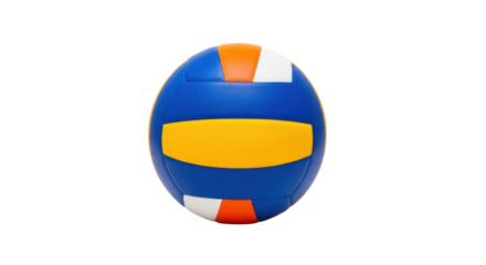 Blue yellow white orange volleyball isolated on black background studio shot sport game, Isolated On Png Transparent Background