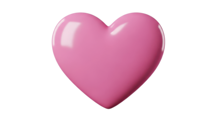 Glossy Pink Heart Shape Isolated on Black Background 3 D Render smooth, Isolated On Png Transparent Background