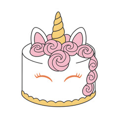 unicorn birthday cake vector sticker