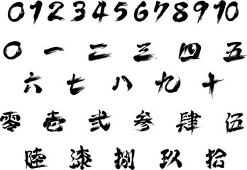 Obraz premium Japanese Ink Calligraphy Numbers Mega Collection – Arabic & Kanji Sets