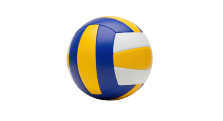 Blue yellow and white volleyball isolated on black background sport game, Isolated On Png Transparent Background