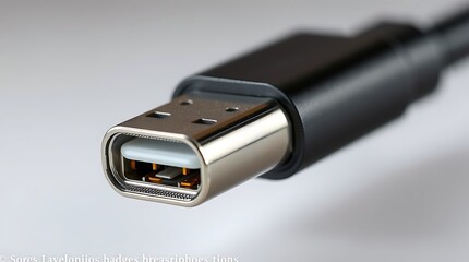 Close-Up of USB-C Cable Connector for Data Transfer