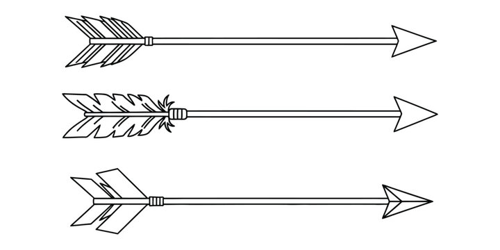 Three different arrow designs with unique fletching and tips