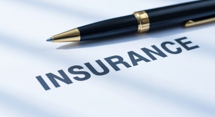 Obraz premium Insurance Policy Document with Pen, Close-up. Financial Security, Risk Management, and Contractual Agreement Concept