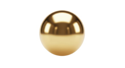 Single polished golden sphere reflecting light on black background metallic shiny, Isolated On Png Transparent Background