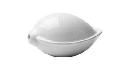 White ceramic object with a rounded shape and a small opening smooth, Isolated On Png Transparent Background