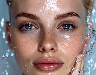 Healthy Skin Glow Concept with Water Beads for High-End Cosmetic Ad