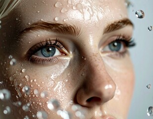 Macro Shot of Water Droplets on Woman's Skin, Purity and Texture Detail