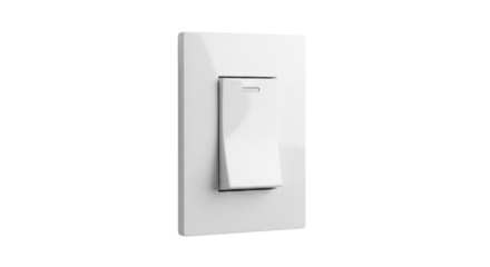 White light switch with toggle lever on black background image, Isolated On Png Transparent Background