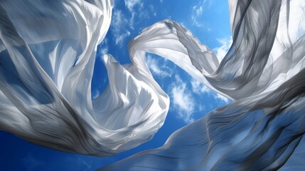 The bolts of fabric stretching out like wings ready to take flight and explore the vastness of the sky.