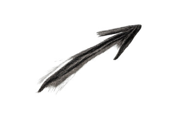 Hand-drawn charcoal arrow pointing up right, showing direction, progress, and growth with transparent background