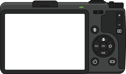 Back Of A Compact Digital Camera With A Blank LCD Screen