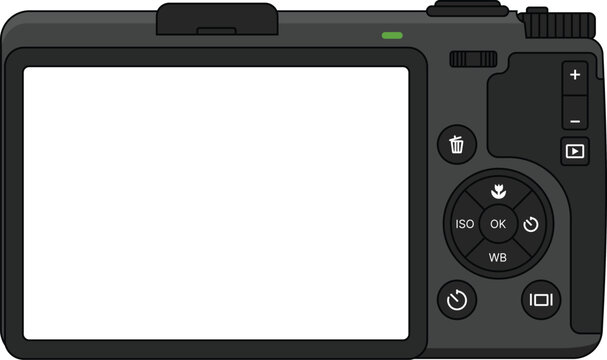 Back Of A Compact Digital Camera With A Blank LCD Screen