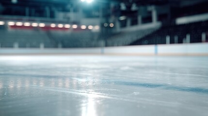 Premium Advertising Visual with Ice Rink as Minimalist Canvas, Clean Lines and Soft Light Provide Ample Space for Brand Logo and Copy